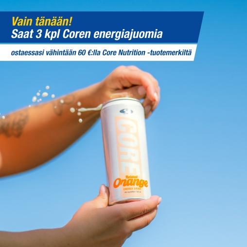 Vain tnn! Saat 3 kpl Coren energiajuomia kaupan plle