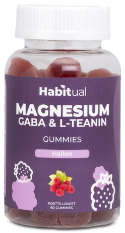 Pienoiskuva Habitual Magnesium L-teaniini- & GABA-gummit, Vadelma, 60 Gummies