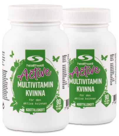 Pienoiskuva Healthwell Active Monivitamiini Naisille, 180 kapselia