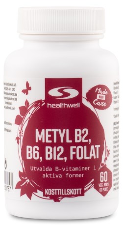 Healthwell B6-, B12-vitamiinit & Folaatti Metyloitu,  - Healthwell