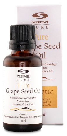 Pienoiskuva Healthwell PURE Rypäleensiemenöljy, Luomu, 33 ml